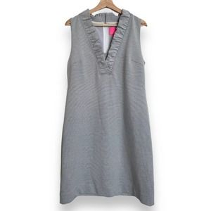 Lily Pulitzer Tisbury Blue and White Striped Sleeveless Shift Dress Women's L